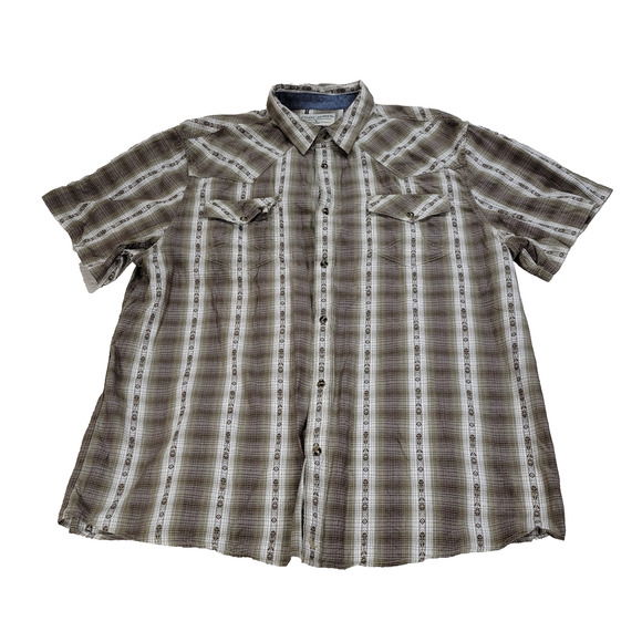 Cody James Shirt Mens Size XXL Brown Long Sleeve Pearl Snap Brown Plaid Western - Picture 1 of 16